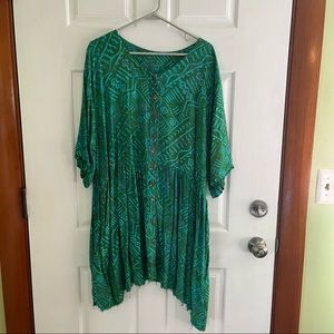Beautiful batik button front tunic top mini dress